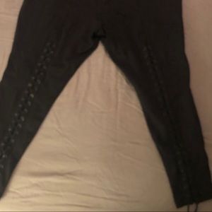 Black lace-up back pants